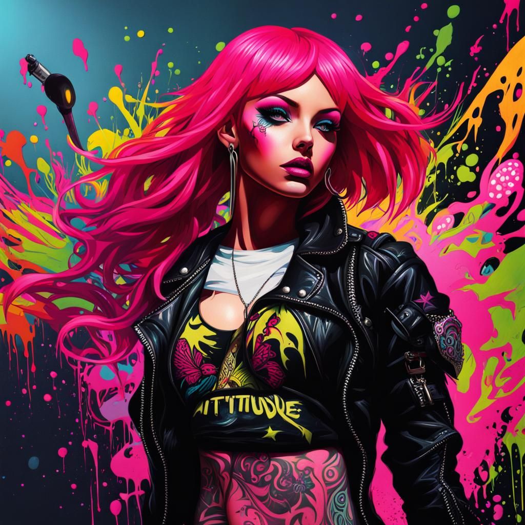 Punk Fairy in Black Light Graffiti Art