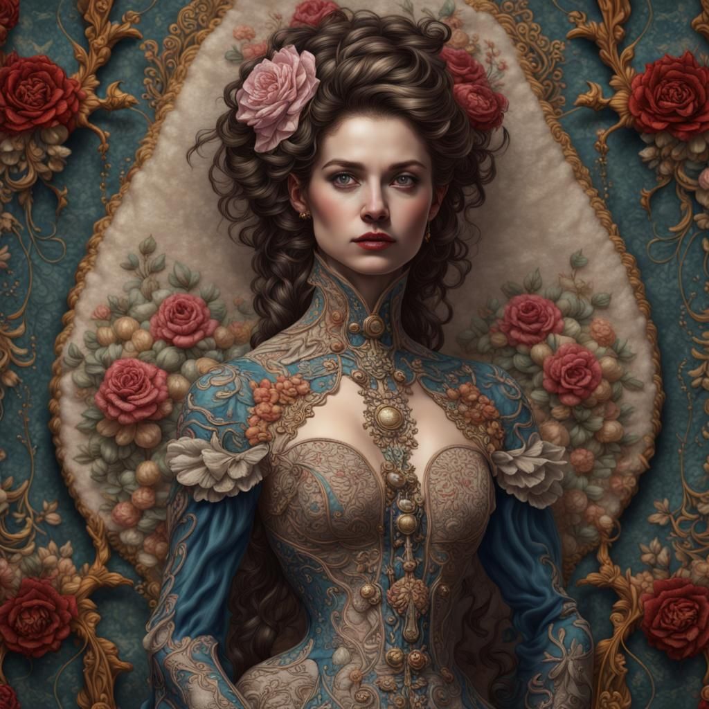 Embroidery Victorian woman