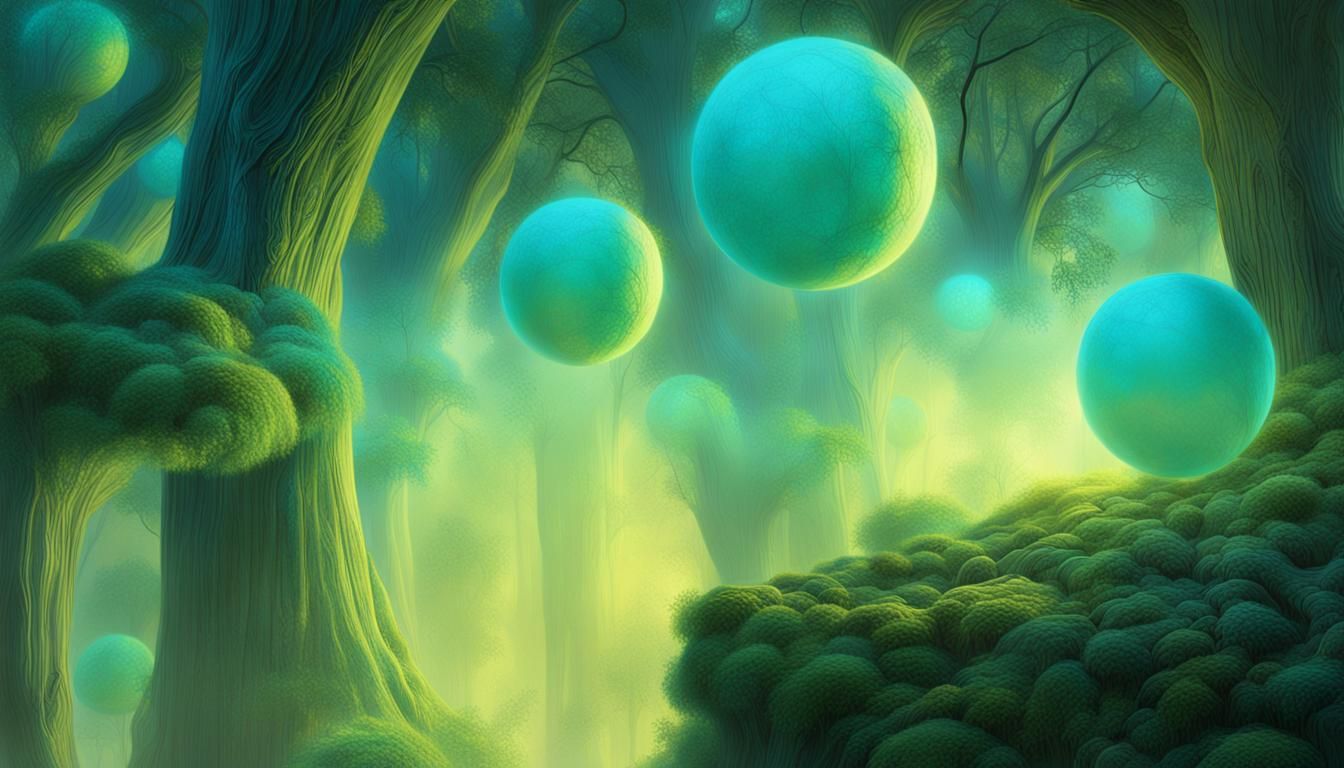 Glowing Orbs in Mystical Forest: Dark Fantasy Art