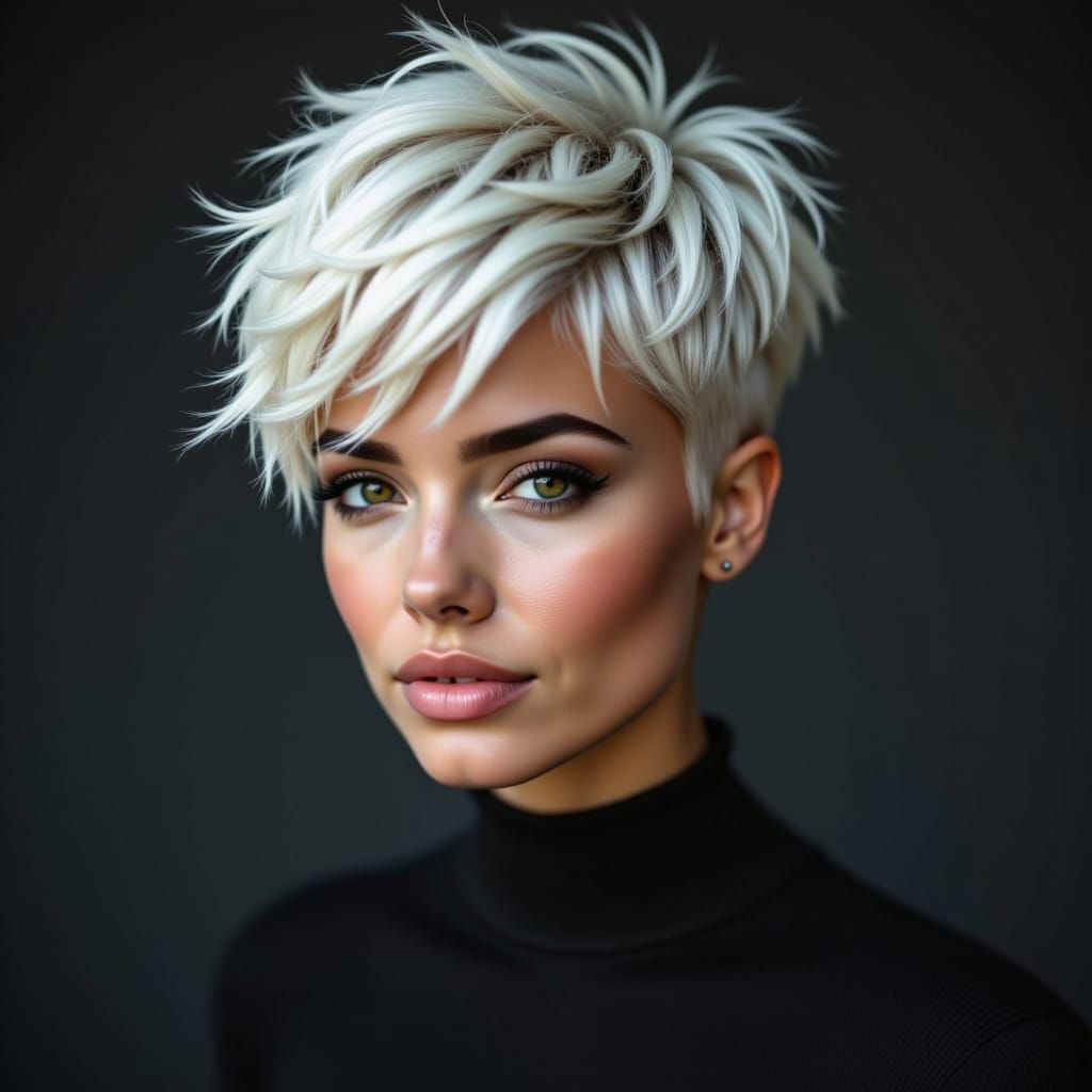 B&W Pixie Cut Portrait in Ambient Light