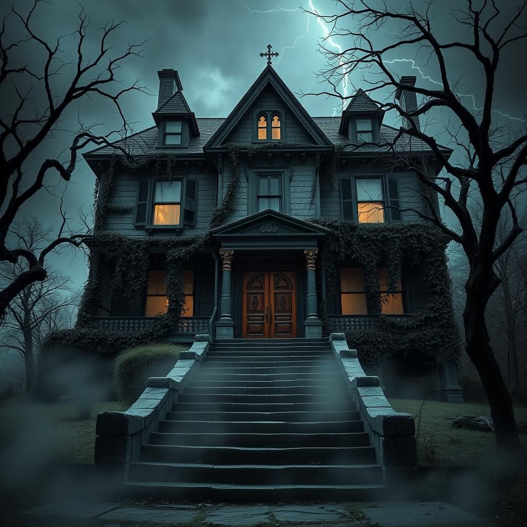 Eerie Victorian Mansion in a Sinister Style