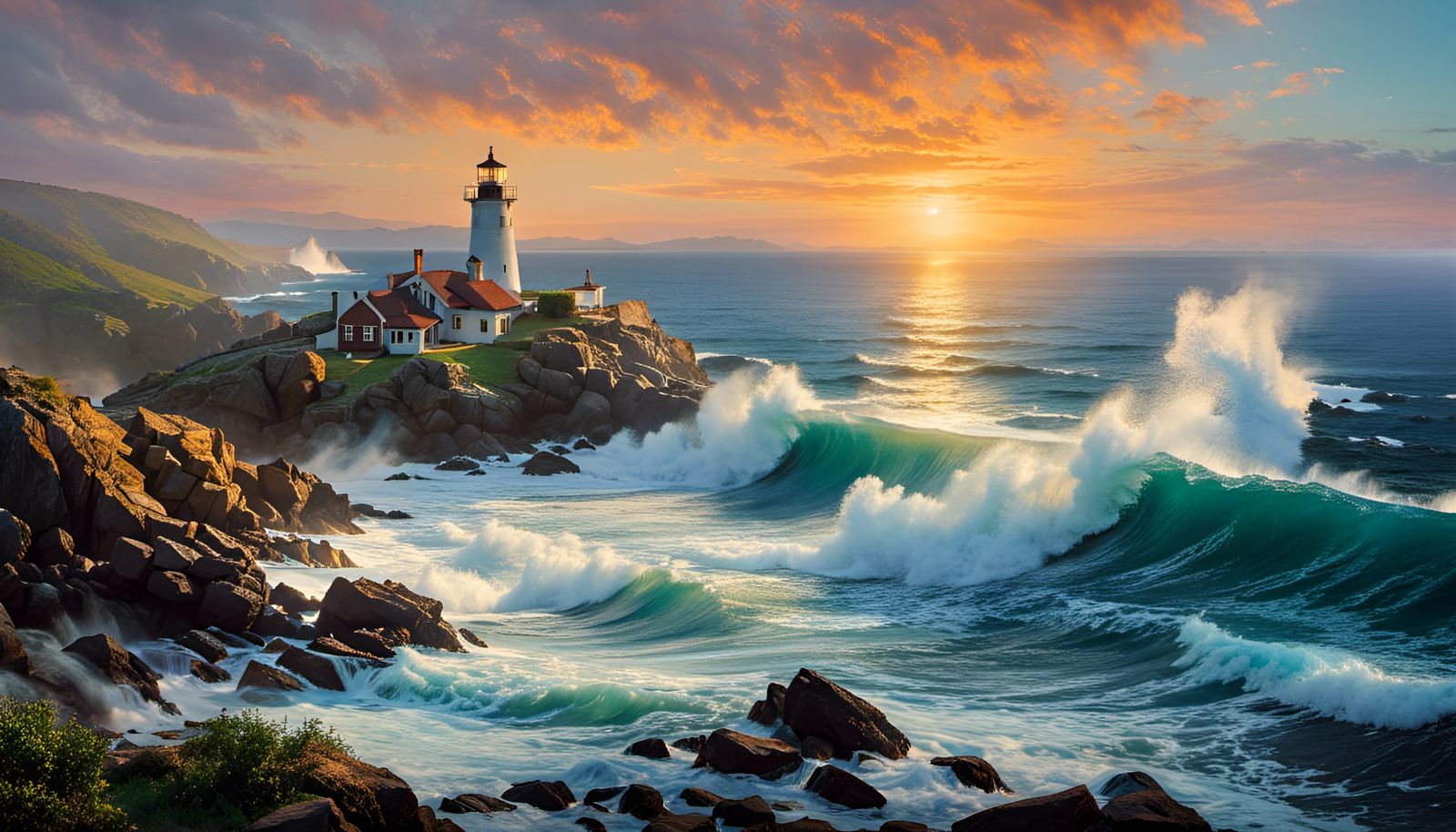 Coastal Sunset with Rugged Shoreline Textures