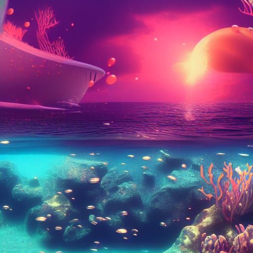 Sunglasses Sink in Pink Underwater Ocean View
