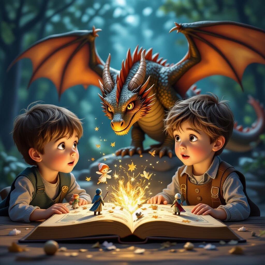 Magical Storybook Comes to Life with Dragon and Fairies