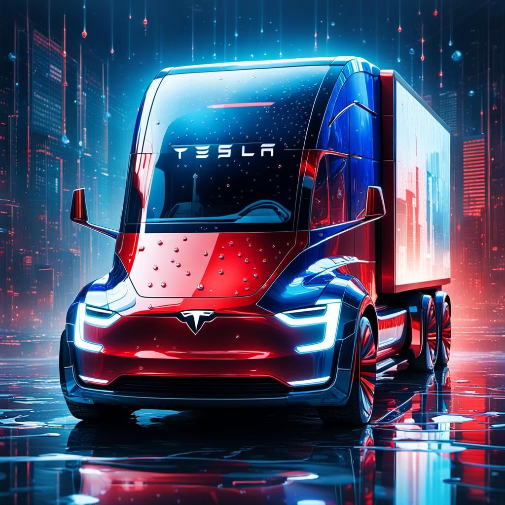 Tesla Cybertruck Inside Glass Enclosure, Digital Art