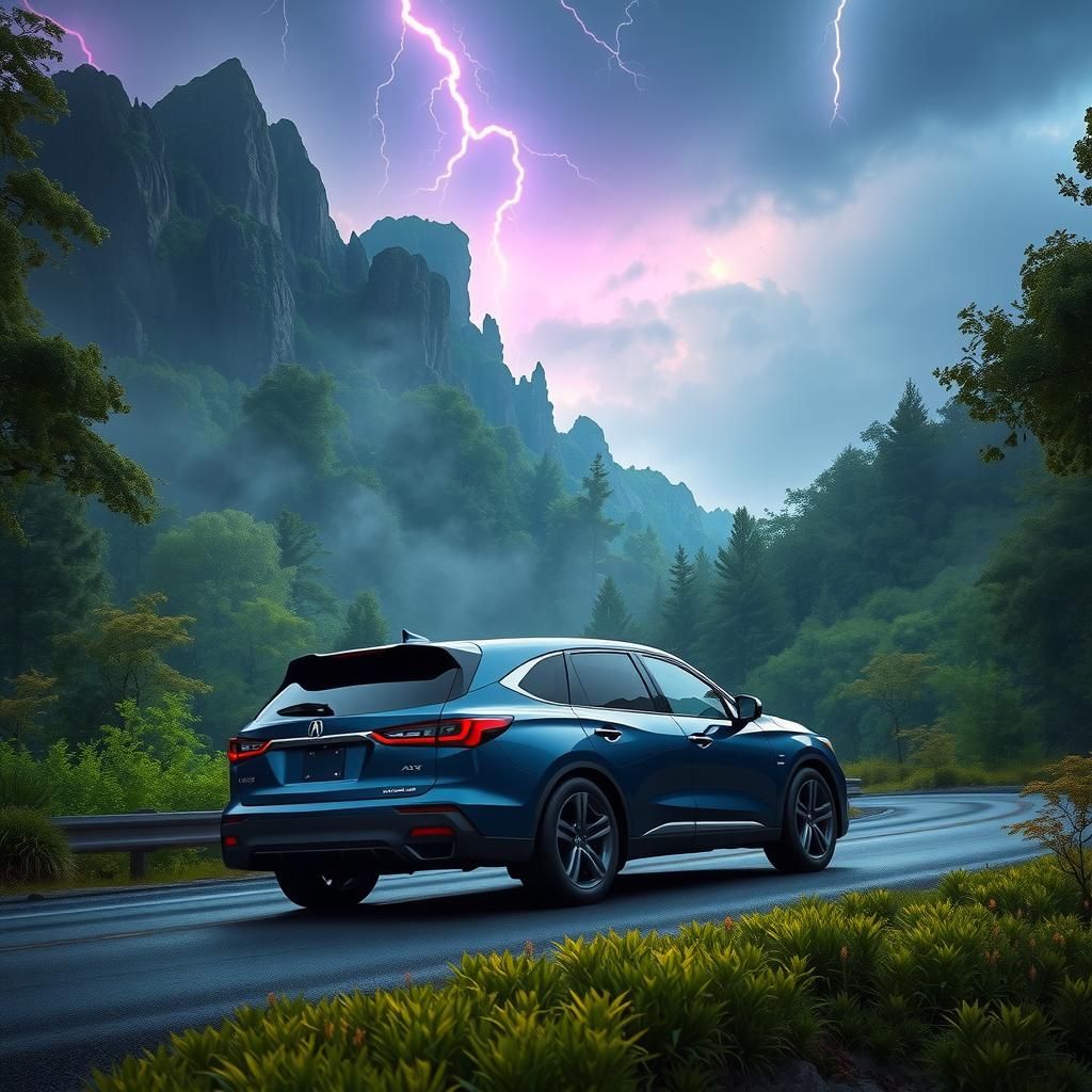 Acura MDX on Misty Ozark Mountain Road