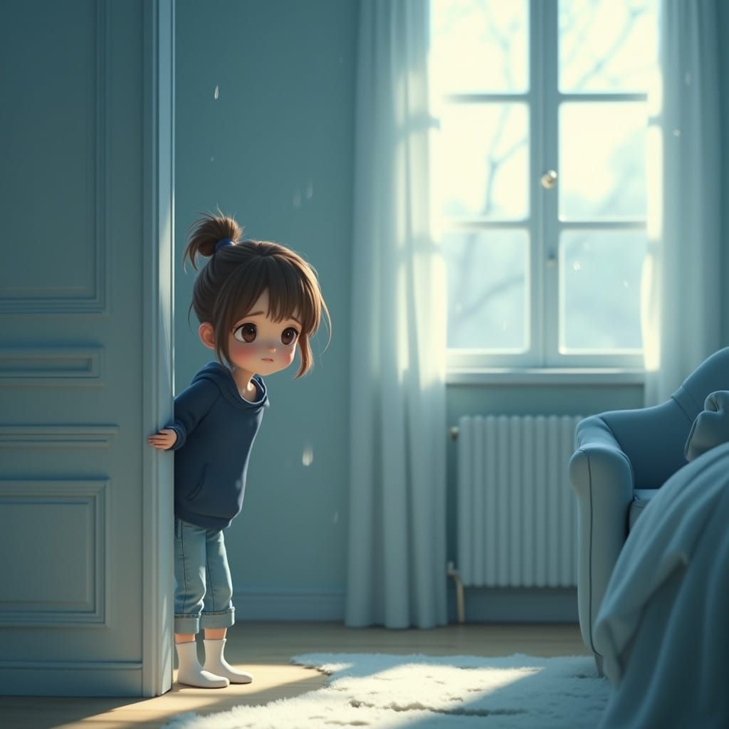 Peaceful Bedroom Sanctuary in Soft Blues and Whites