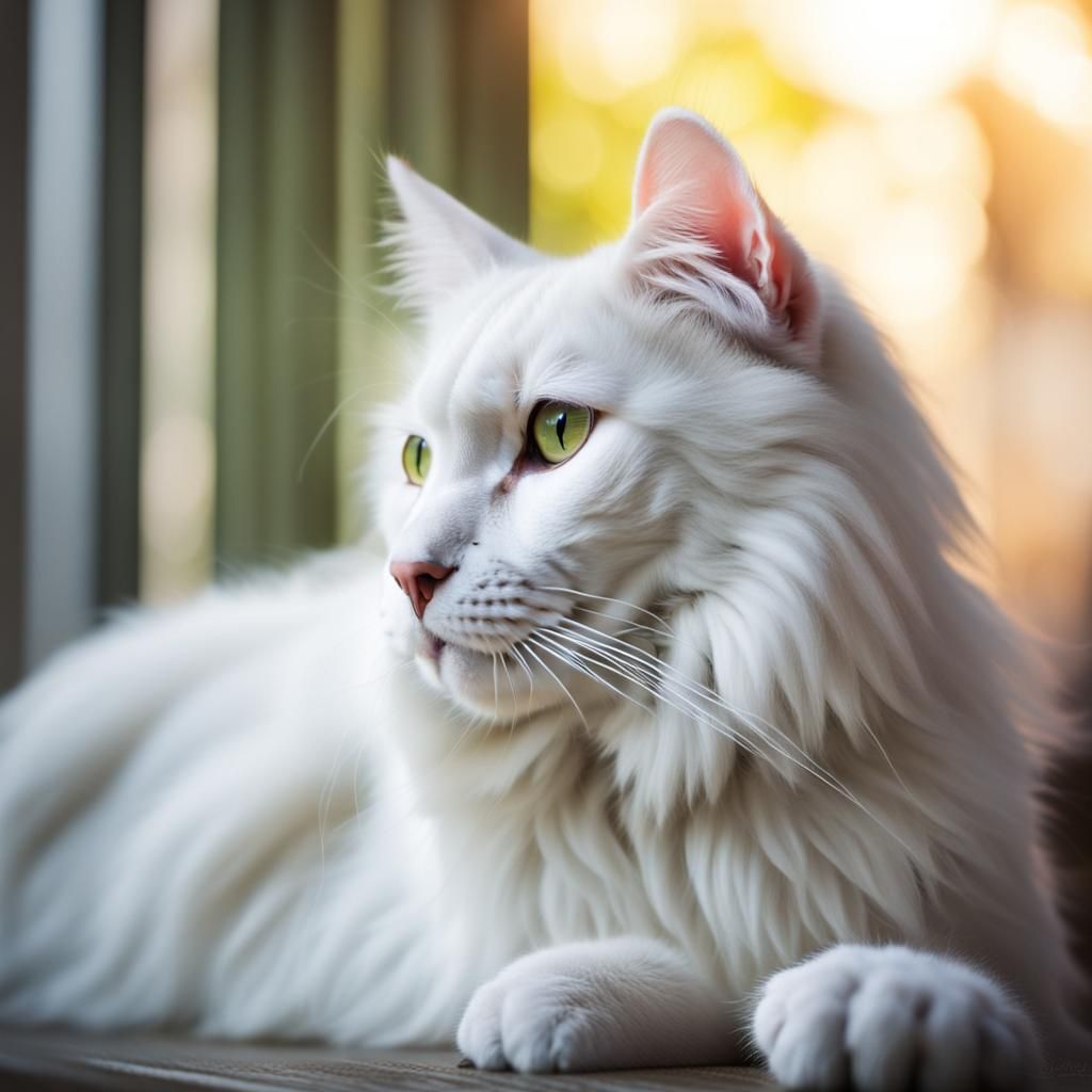 Soft White Cat in Professional Photography