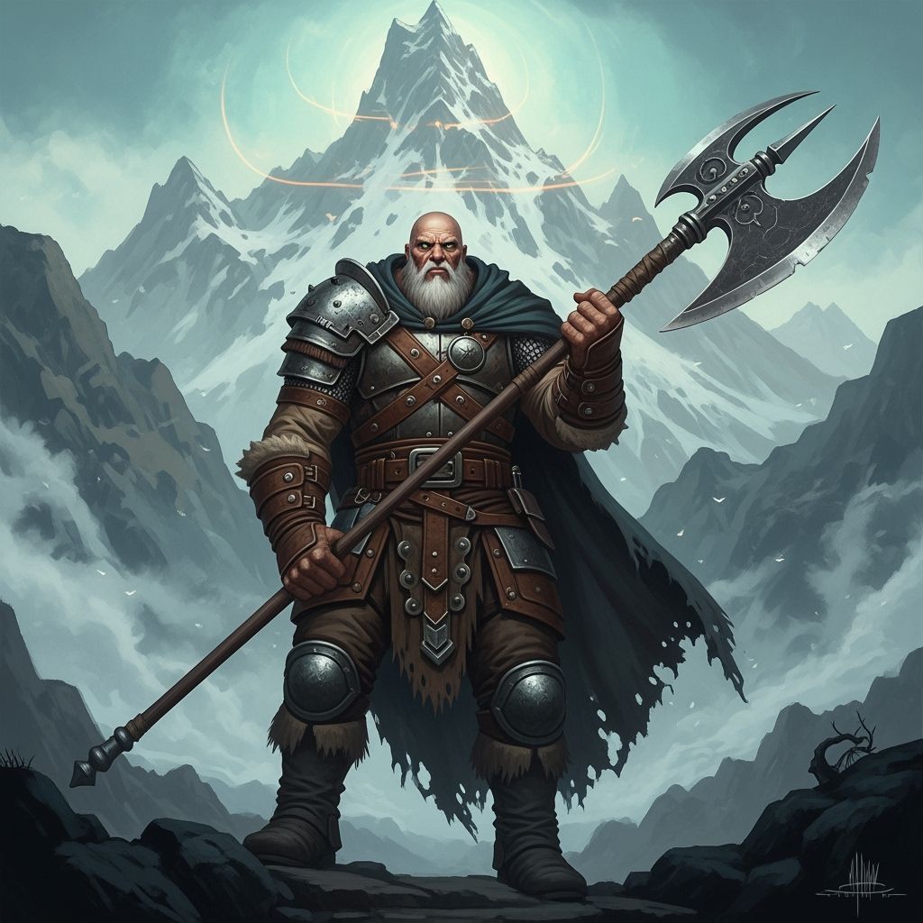 Goliath Warrior in a Mystical Mountain Landscape