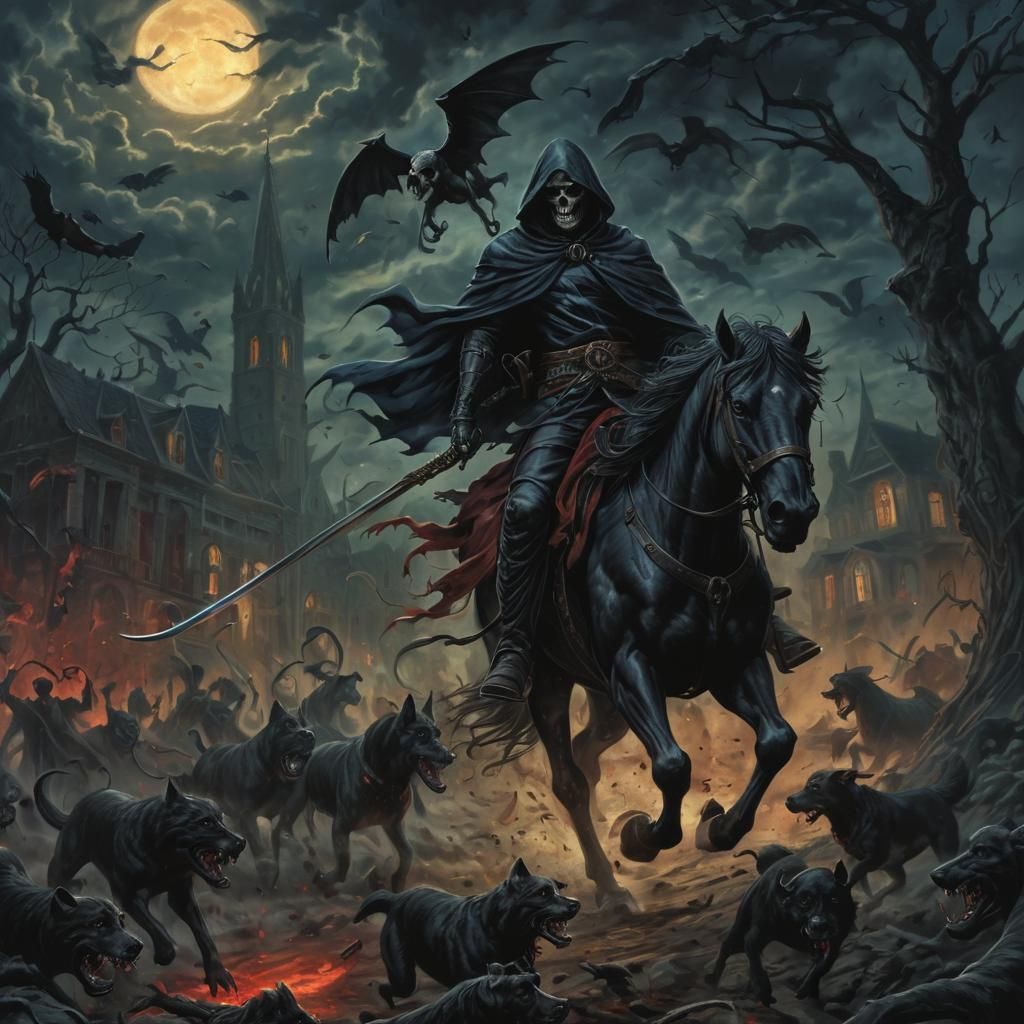 Grim Reaper's Gallop: A Dark Fantasy Comic Art