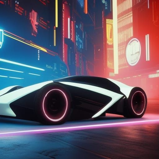 Futuristic Motorcycle in Cyberpunk Neon Cityscape