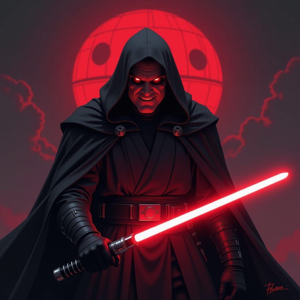 Bruce Campbell as Sith Lord with Crimson Lightsaber