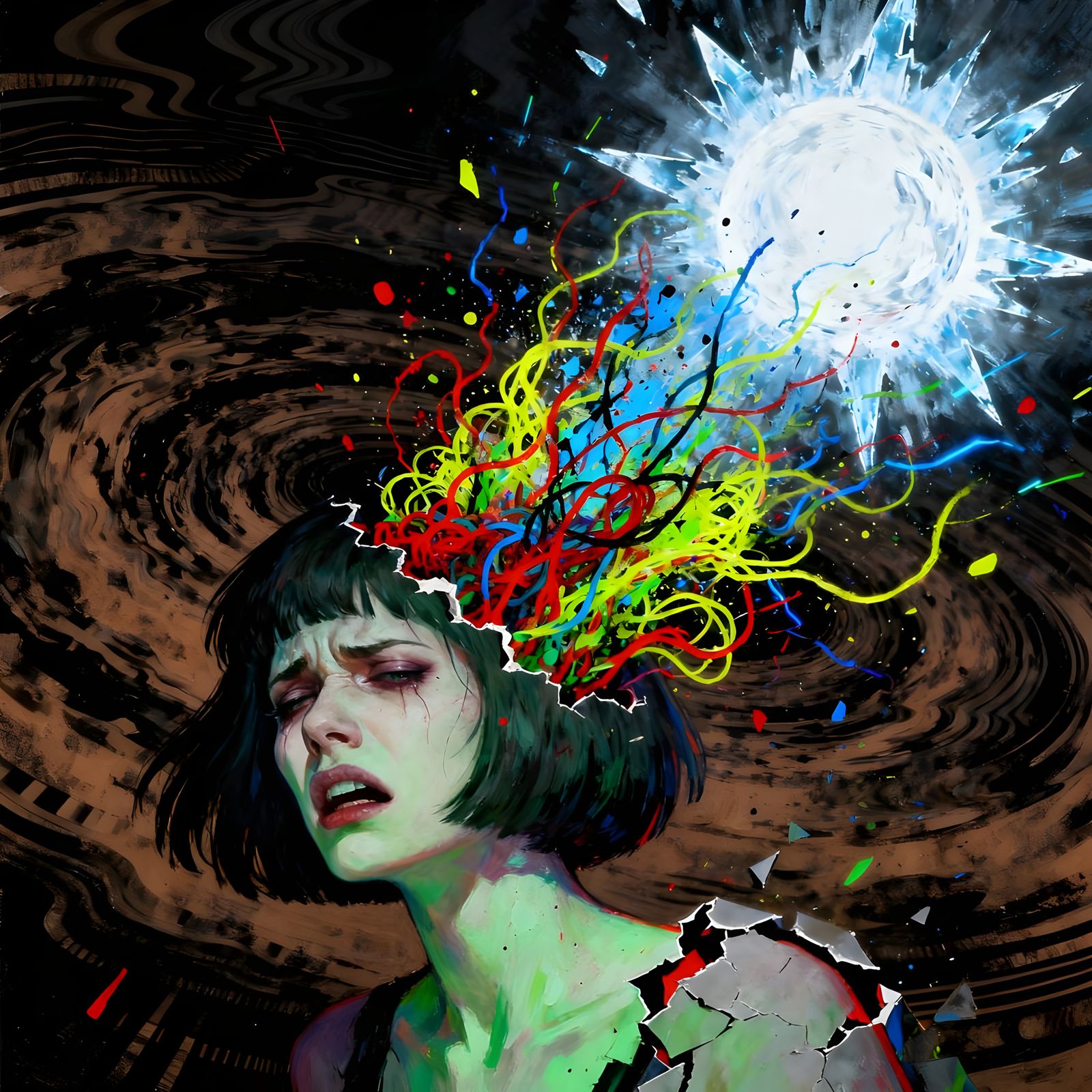 Goth Woman's Migraine as Abstract Art