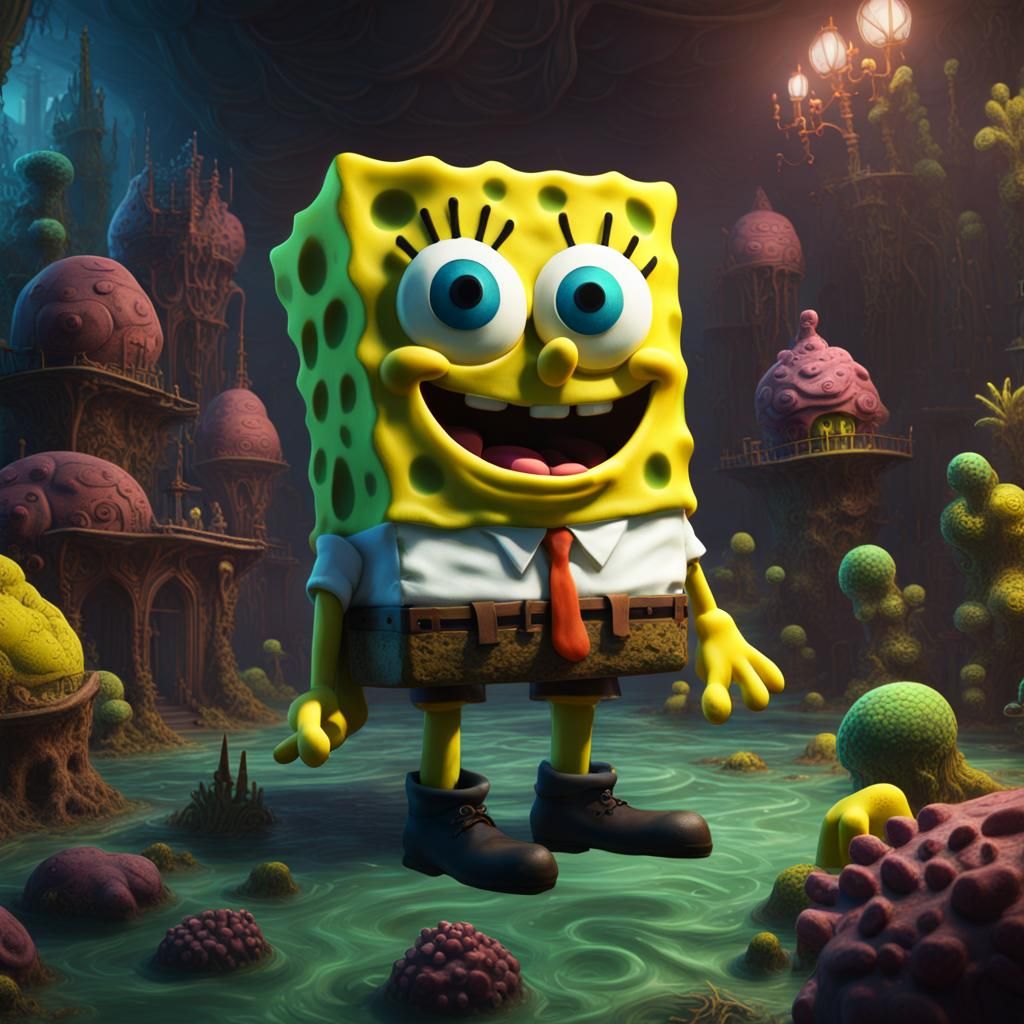 Lovecraftian SpongeBob: Detailed Matte Painting