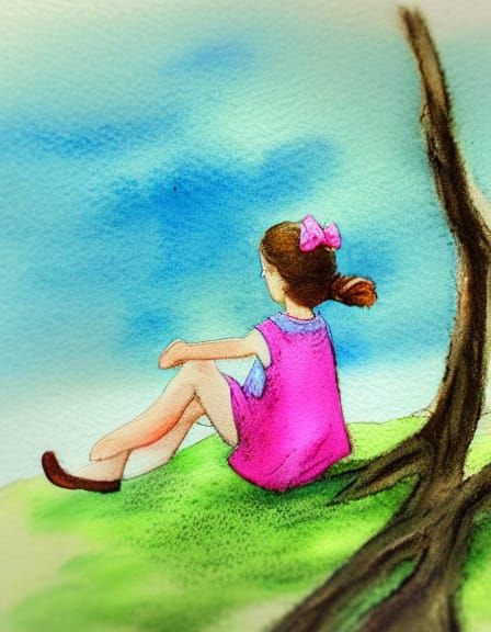 Watercolor style, hair bow