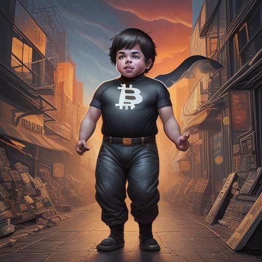 Bitcoin as Human Figure in Comic Book Art