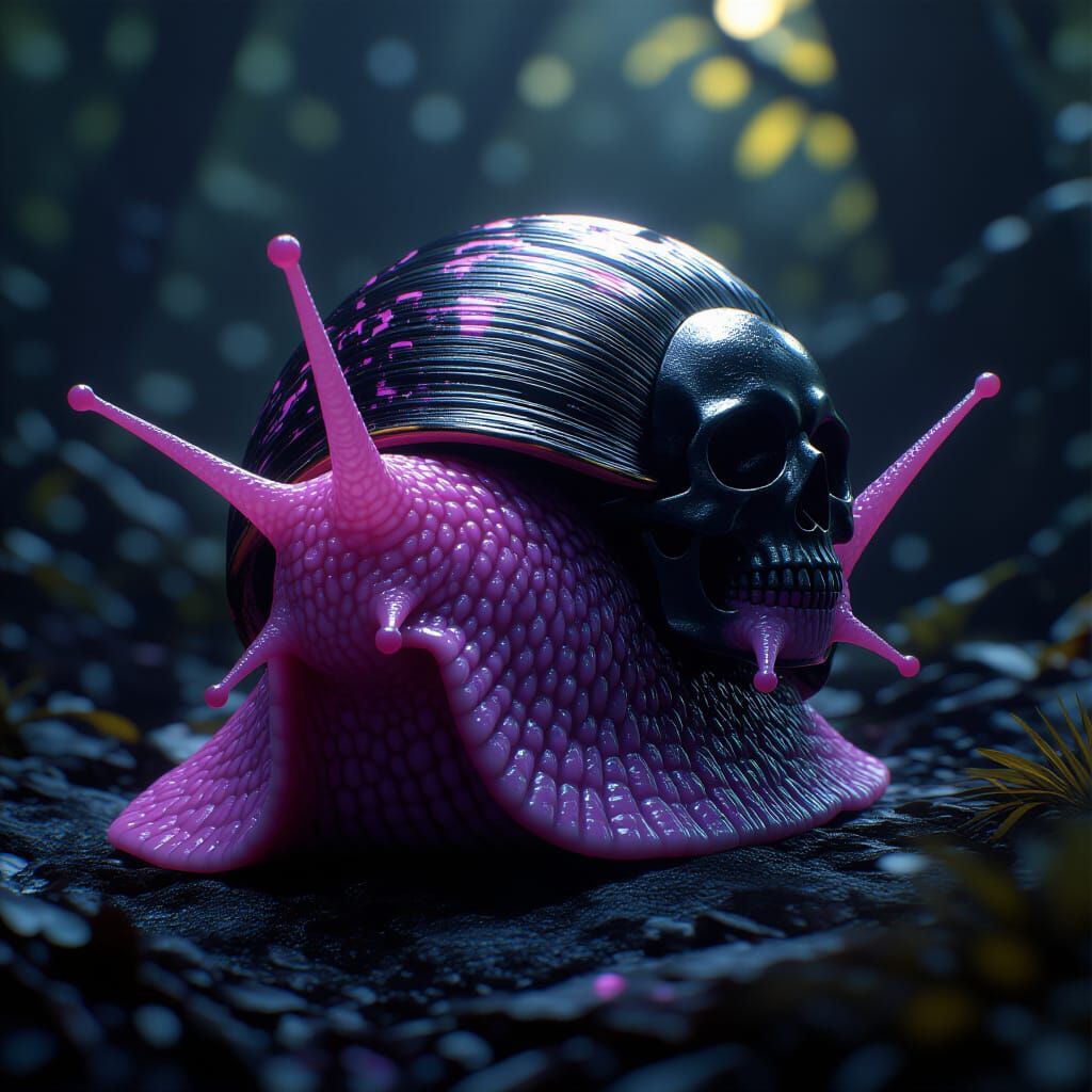 Skull Shell Snail in Dark Fantasy Style