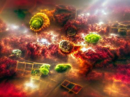 Fractals Form Collapsing Nebula in Impressionistic Style