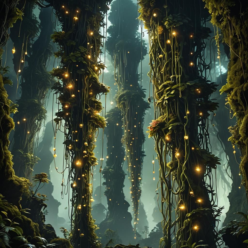 Waitomo Glowworms in a Detailed Fantasy Painting