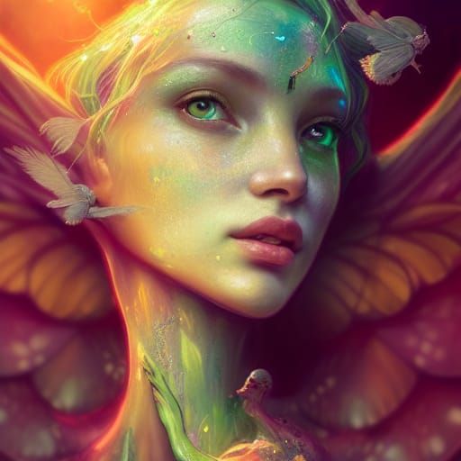 Ethereal Mushroom Fairy Goddess Portrait
