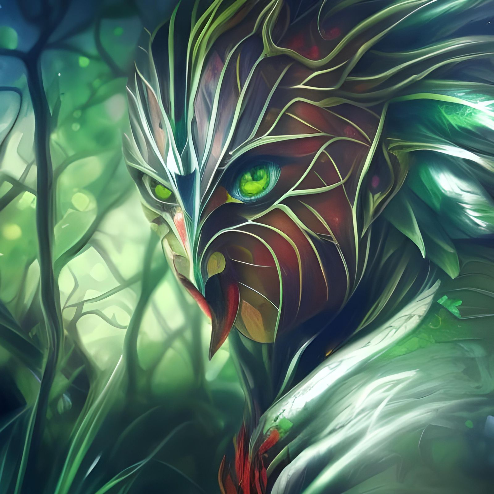 Detailed Garden Face in Splash Art Style