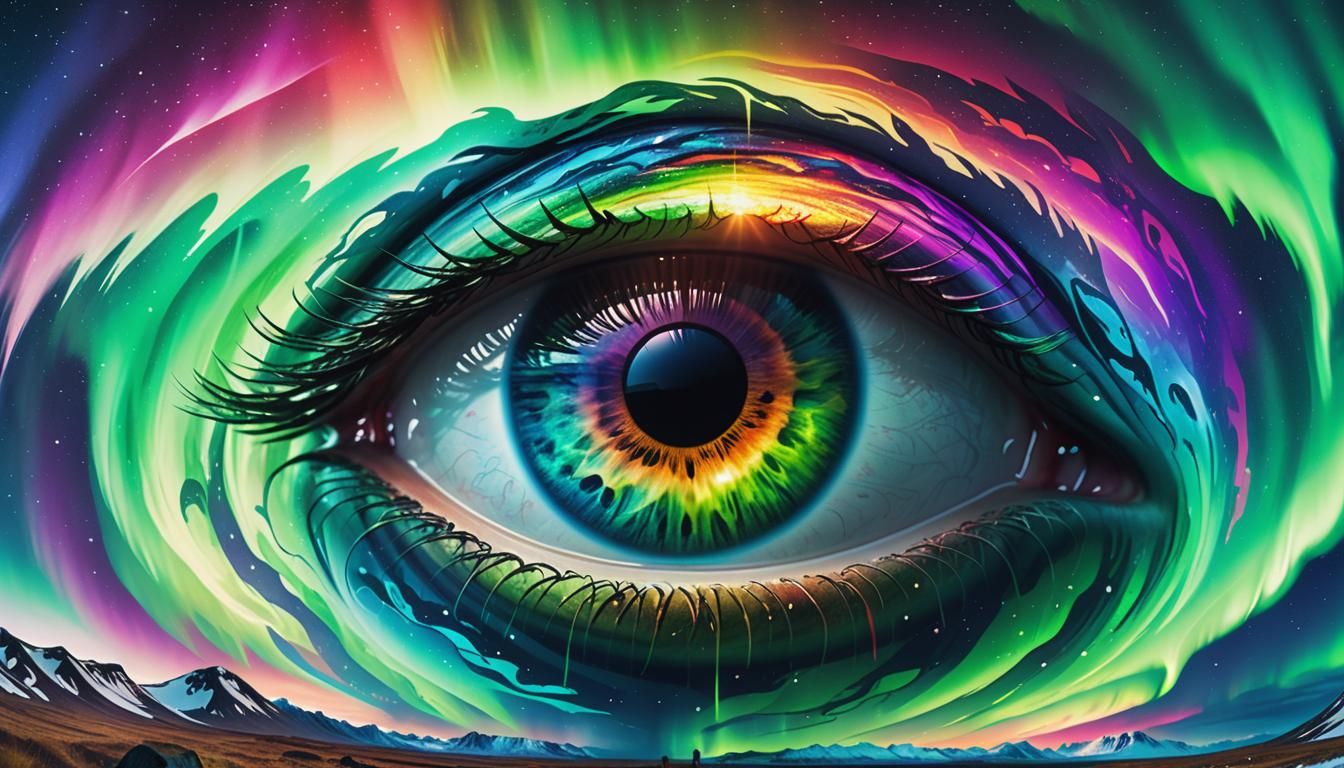 Earth-Pupil Eye Over Iceland in Pixar Style