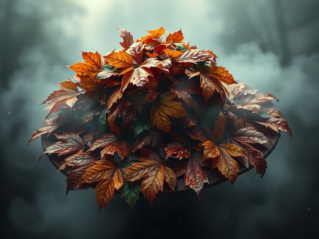 Autumn Leaf Hat in Fog and Rain