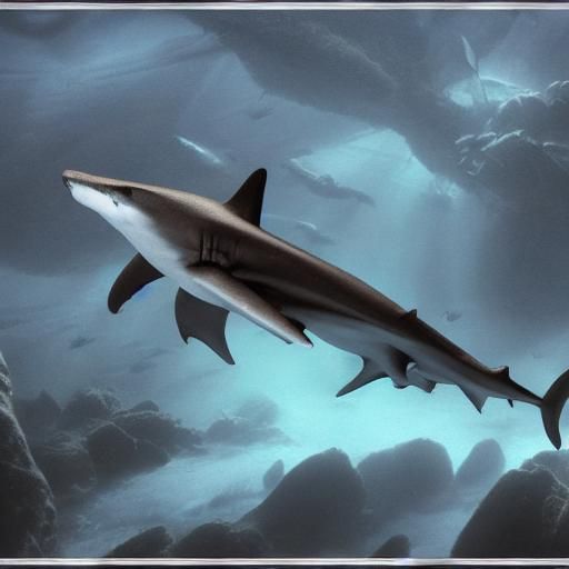 Dramatic Hammerhead Shark Digital Matte Painting