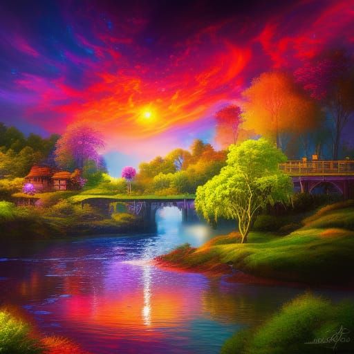 Cheshire Cat in Splendid Tree, Detailed Illustration