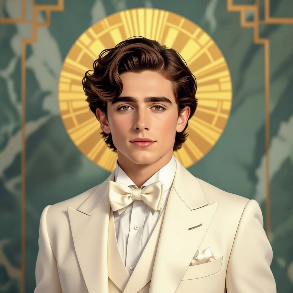 Art Deco Nobleman Timothée Chalamet in Ivory Suit