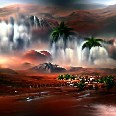 Tropical Mars Planet: Epic Digital Matte Painting