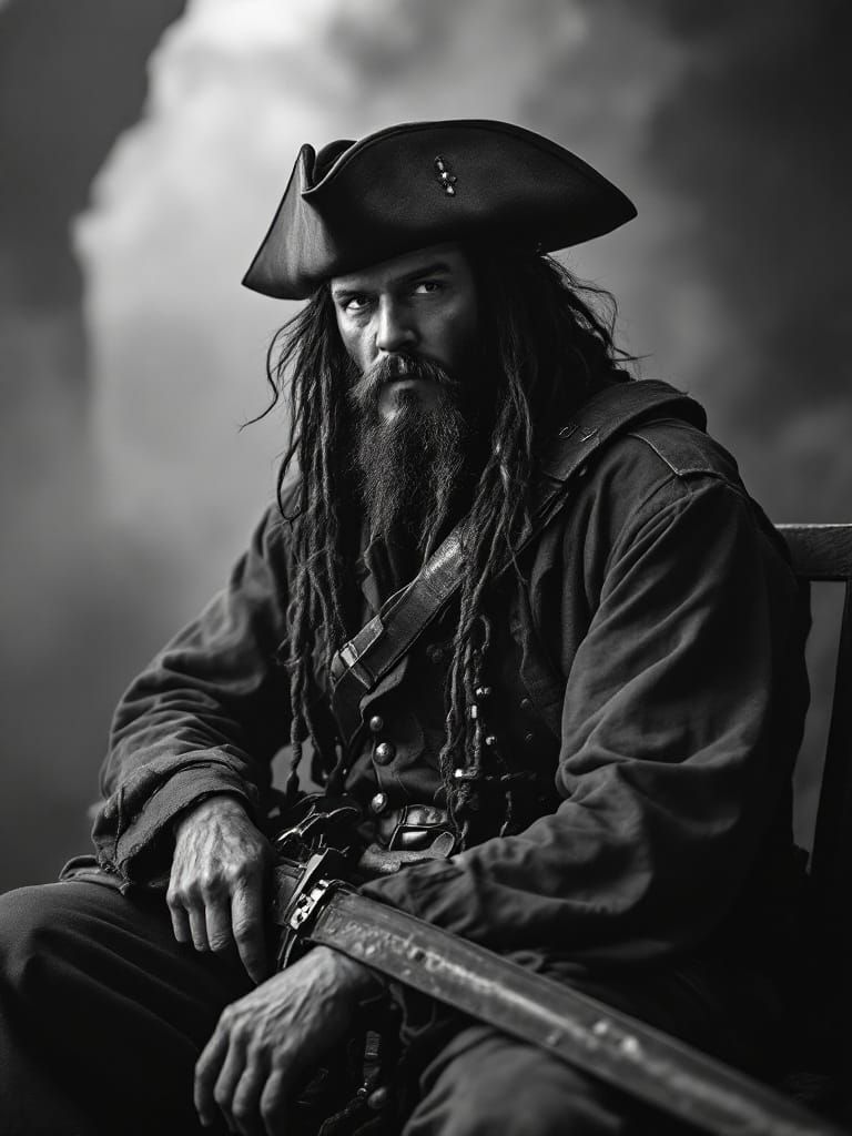 Pirate Portrait in Gritty Wartime Documentary Style