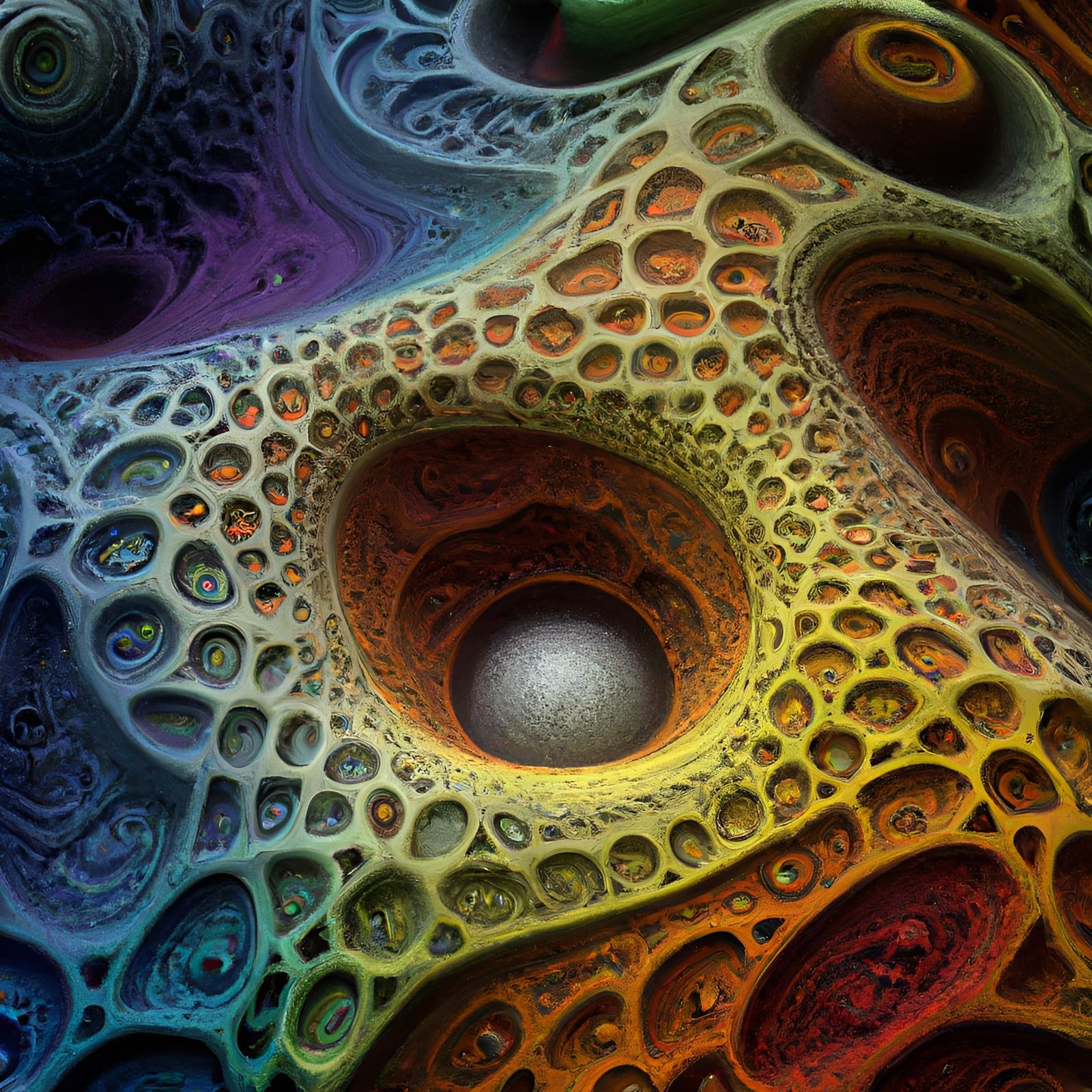 Opalescent Biopattern in Holographic 3D Fractal Space