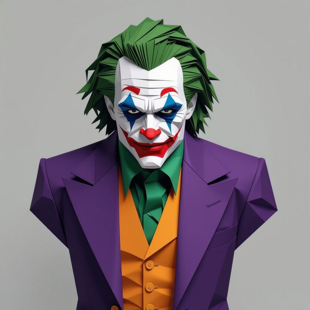 Heath Ledger's Joker in Detailed Origami Portrait
