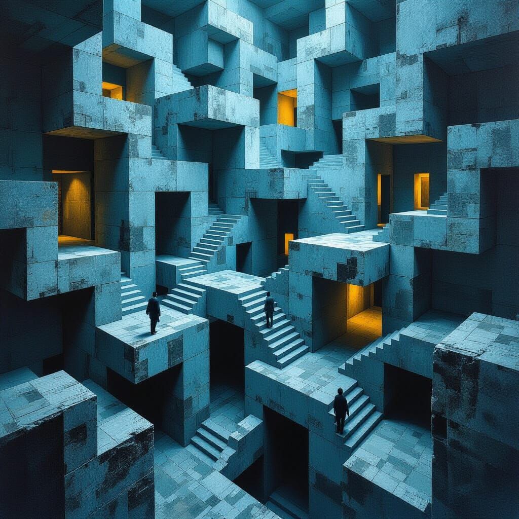 Brutalist Stairwell Maze Inspired by M.C. Escher