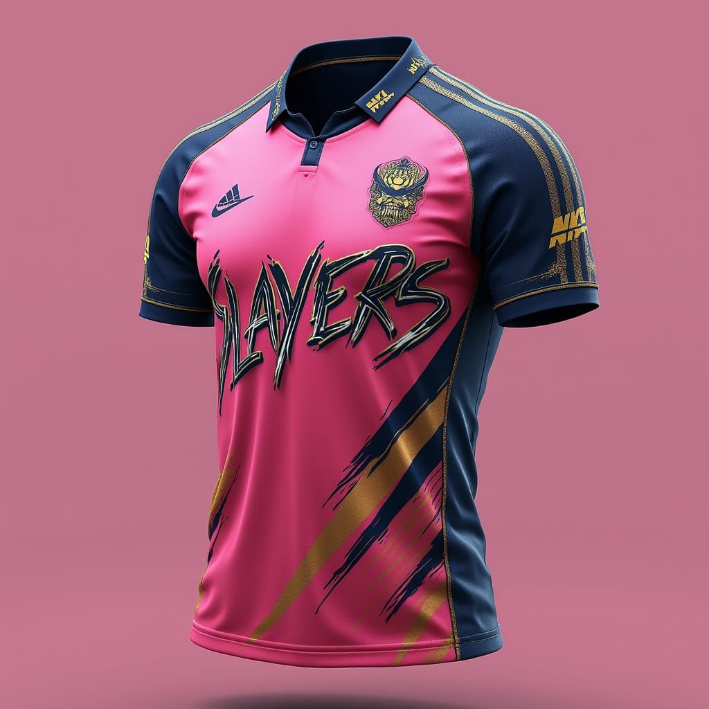 Modern Cricket Jersey with Metallic SLAYERS Logo and Gradien...