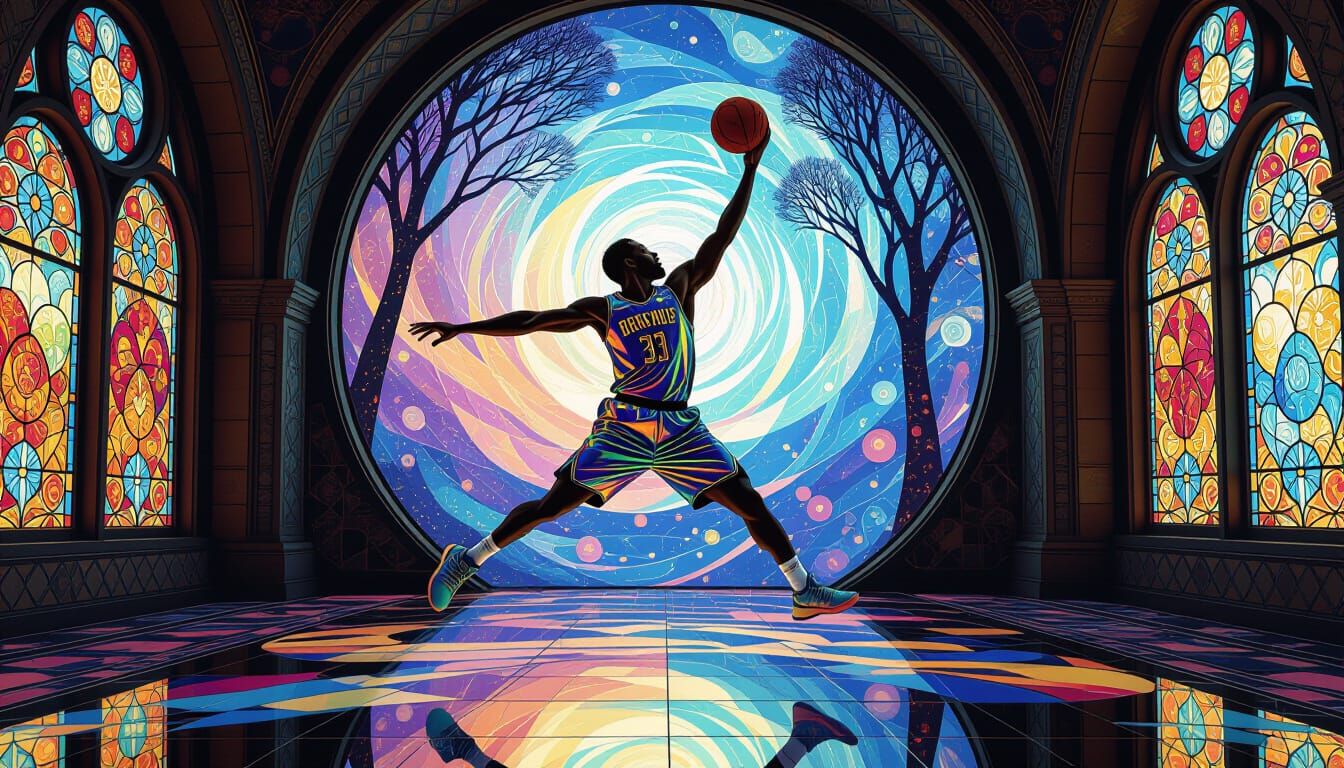 Basketball Player in a Dreamlike Surreal Utopia