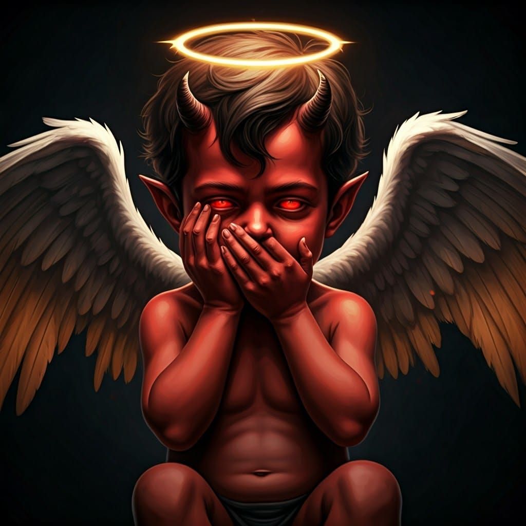 stunning image of a cute adorable  angel with halo, holding ...