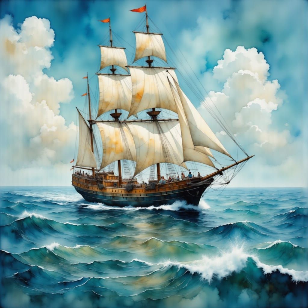 Ship on a sea