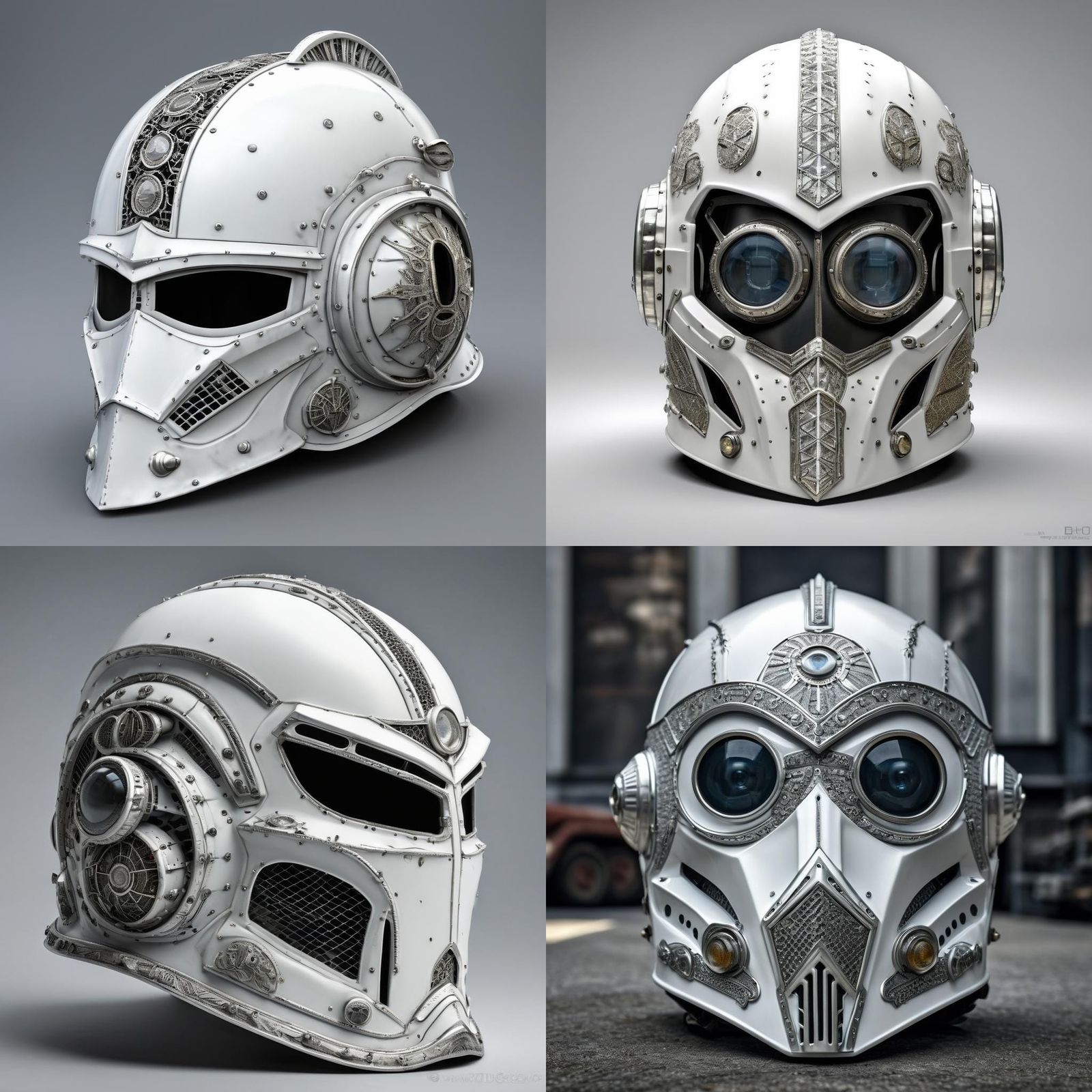 Futuristic Knight Helmet Inspired by 1937 Locomotive