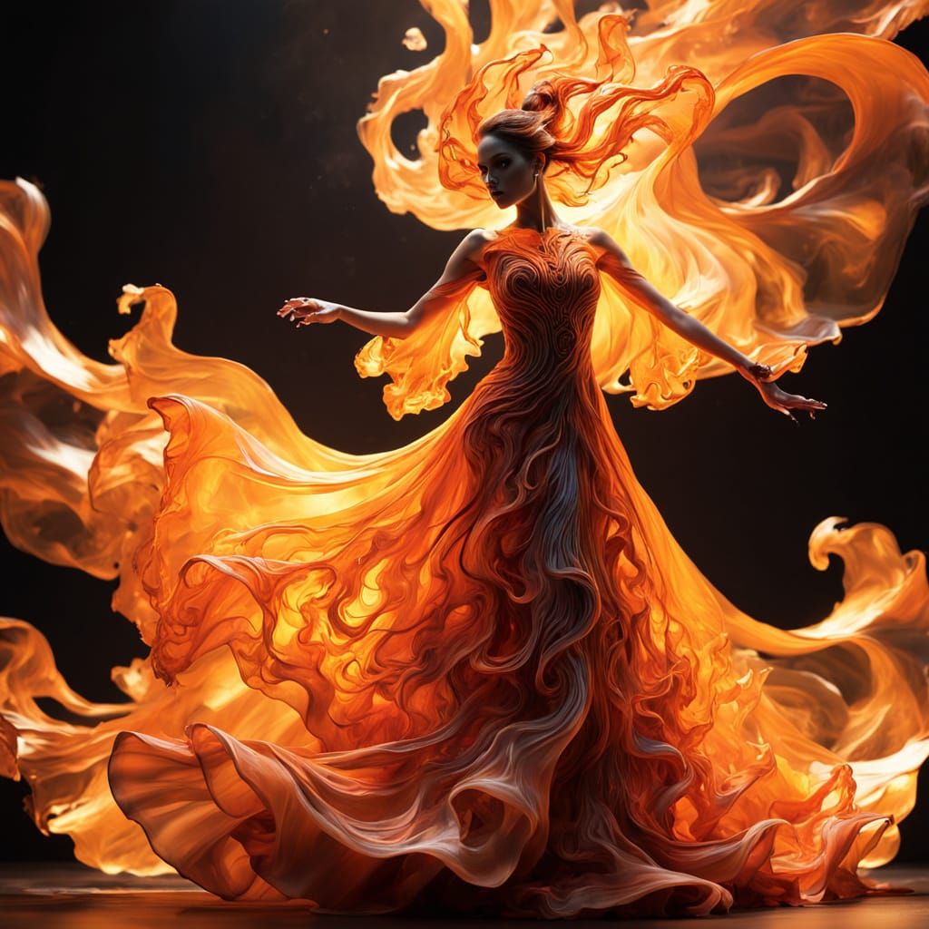 Jelly Dancer in Viscous Orange Gown