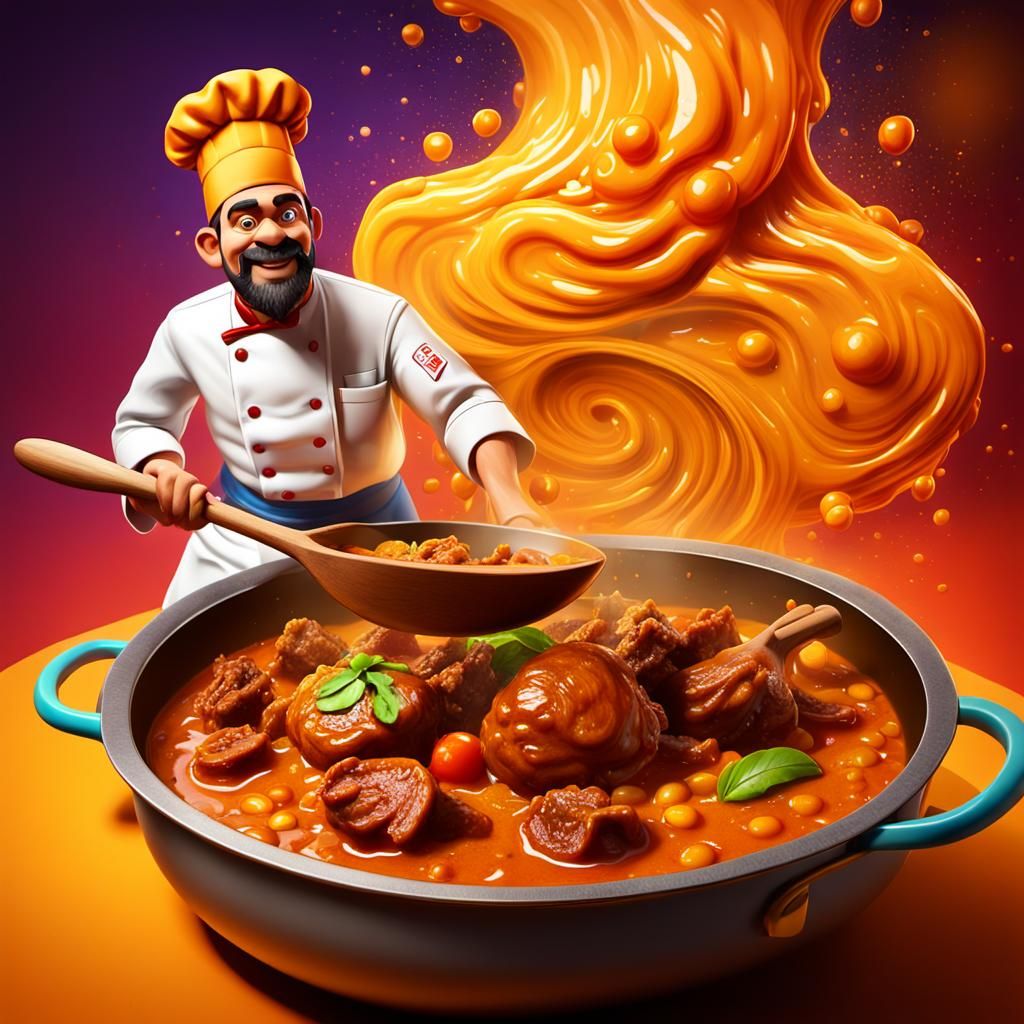 Vibrant Curry Simmer in a Magical Kitchen Scene
