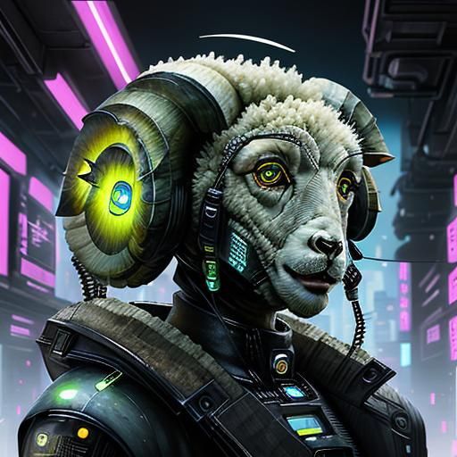 Gritty Cyberpunk Android in Neon Haze