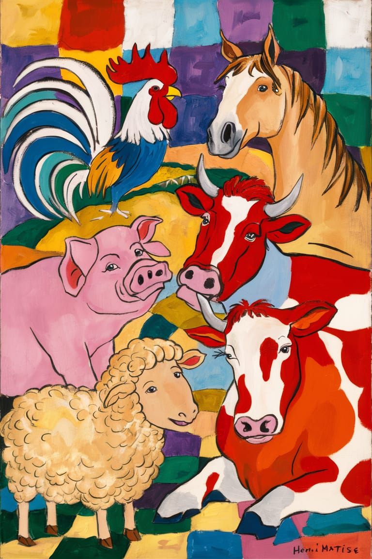 Farm Animals in Vivid Fauvist Style