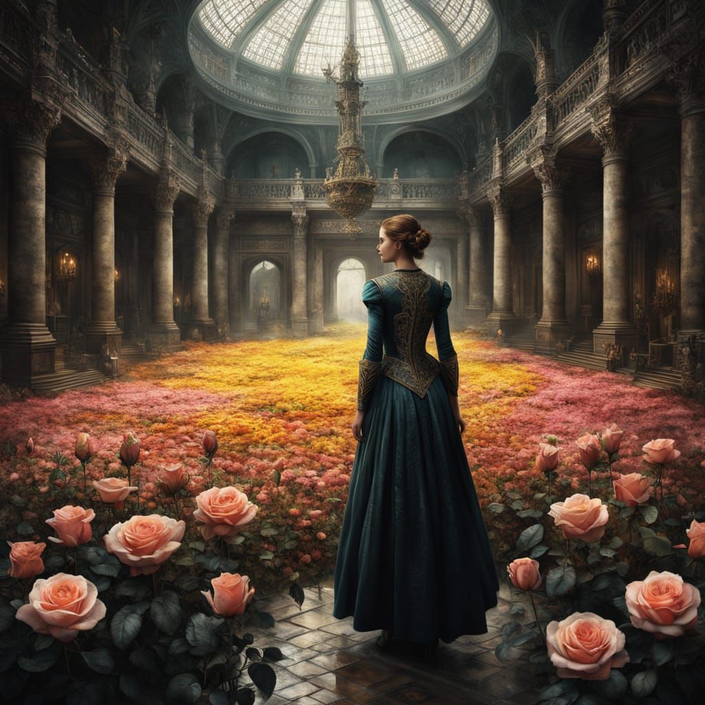 Roses with Poetry in Watercolor and Ink