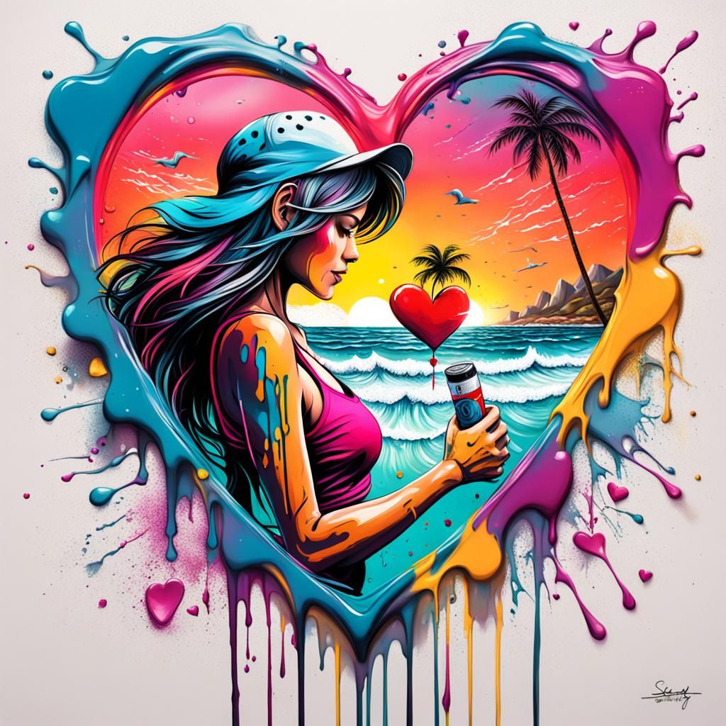 Happy Mother's Day Graffiti Art on Beach