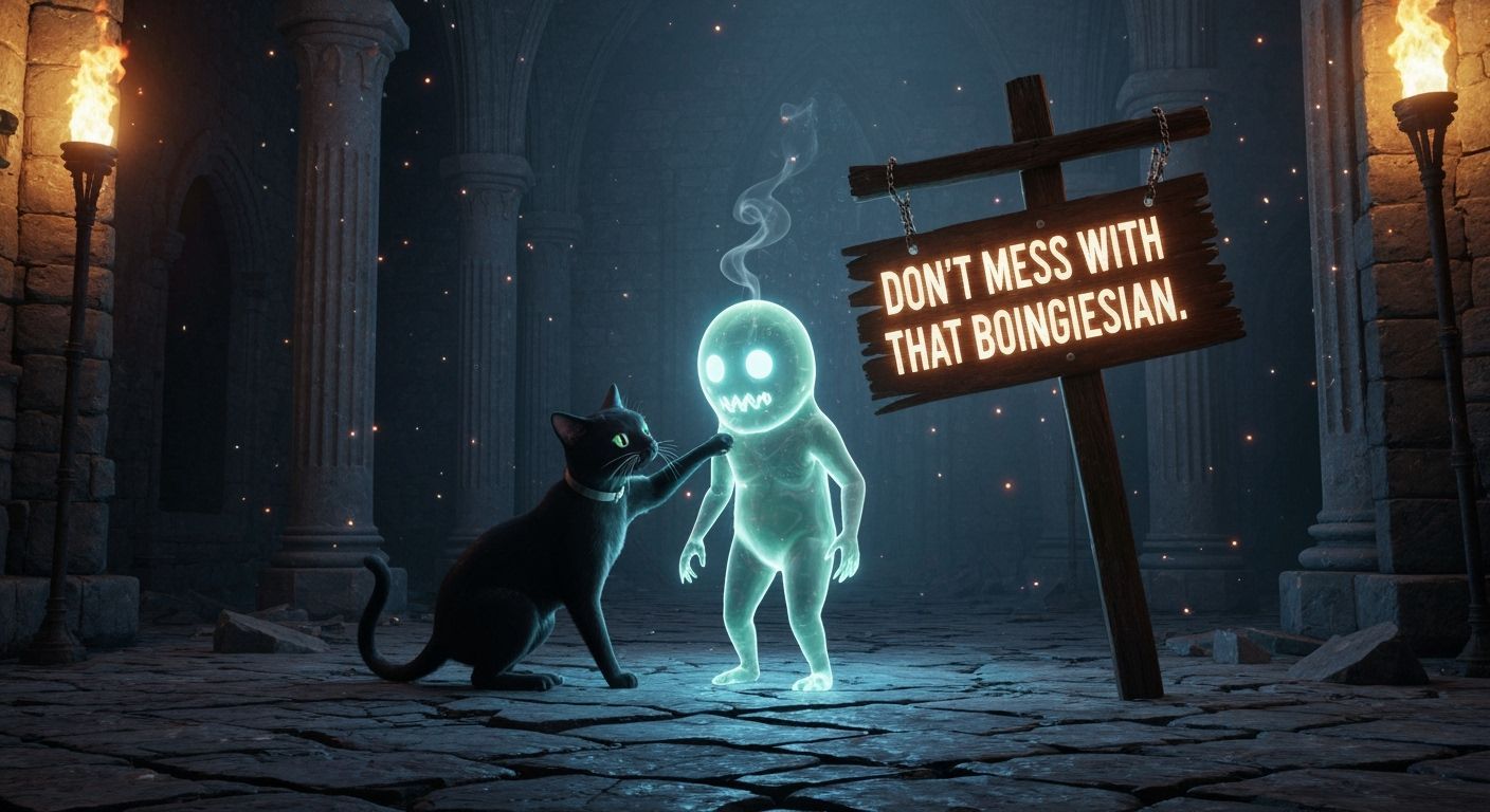 Cat Taps a Haunted Jelly Monster in Gothic Castle