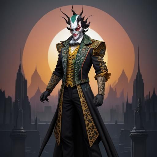 Art Nouveau Statue of Liberty as Harlequin