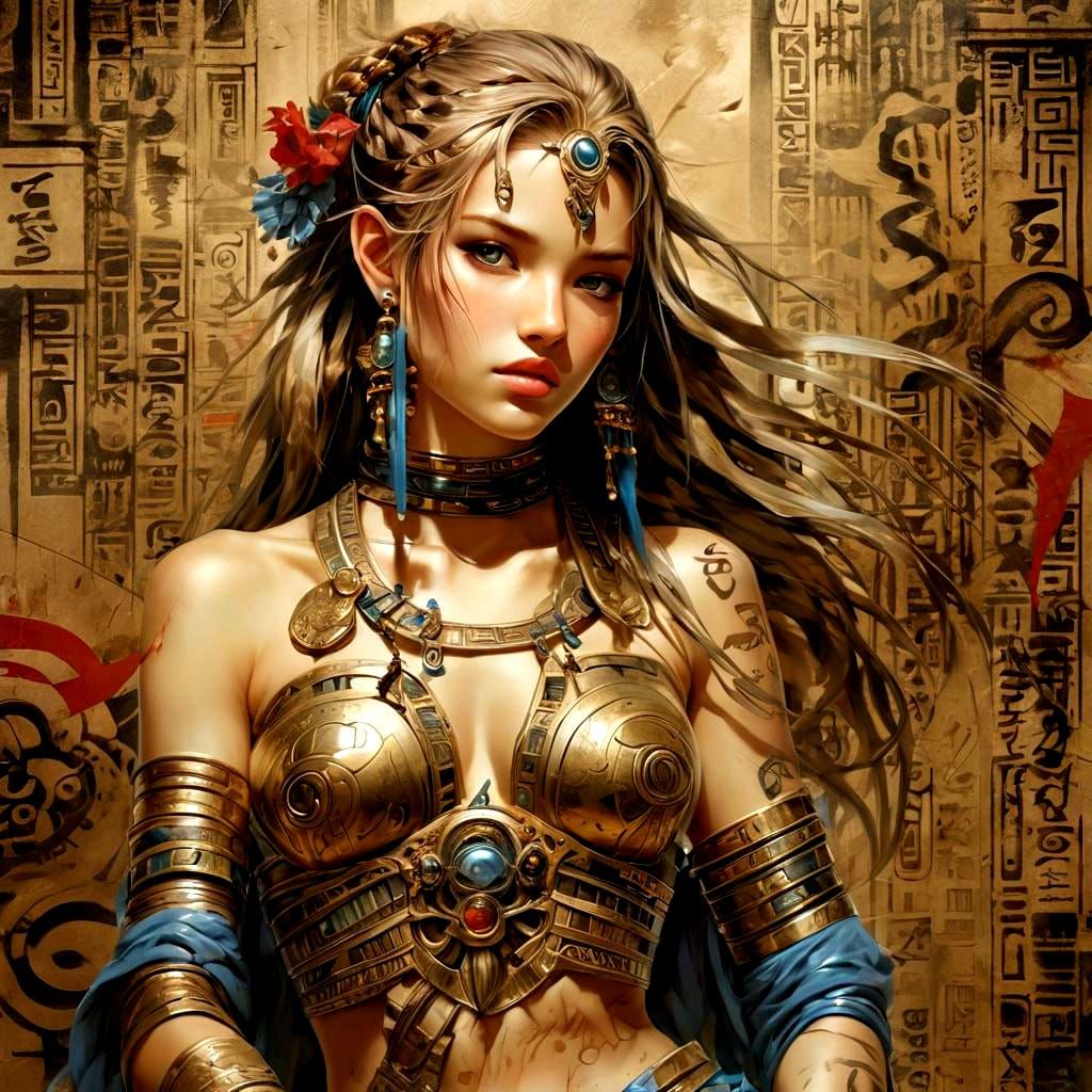 Deadly Hieroglyphs on Skin in Dark Fantasy Style