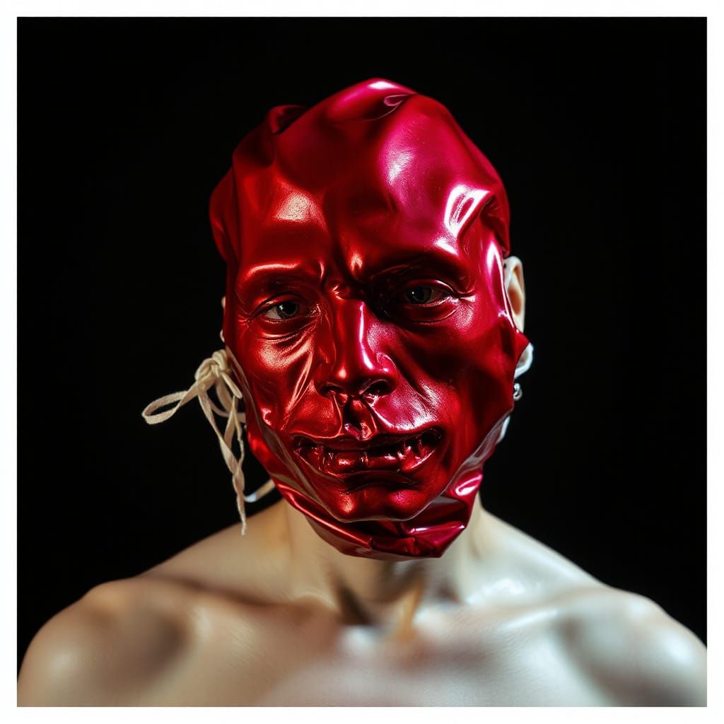 Eerie Latex Mask in Volumetric Light